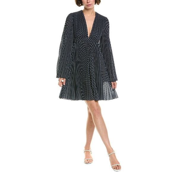 Michael Kors Collection WomensGeorgette Silk-Blend Mini Dress Blue